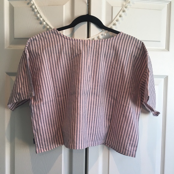 [Vintage] Pink Striped Crop Tee - Picture 6 of 8